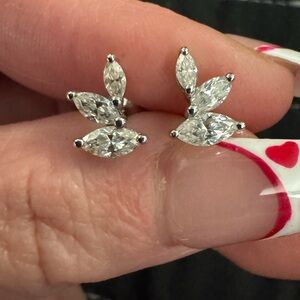 1ctw moissanite diamond sterling Silver Leaf Earrings